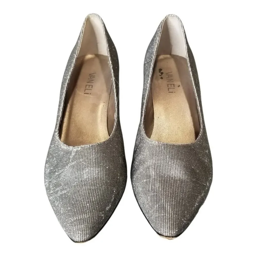 VANELI Heels 8N kitten pumps Astyr Metallic Silver Gold Sparkle Irridescent